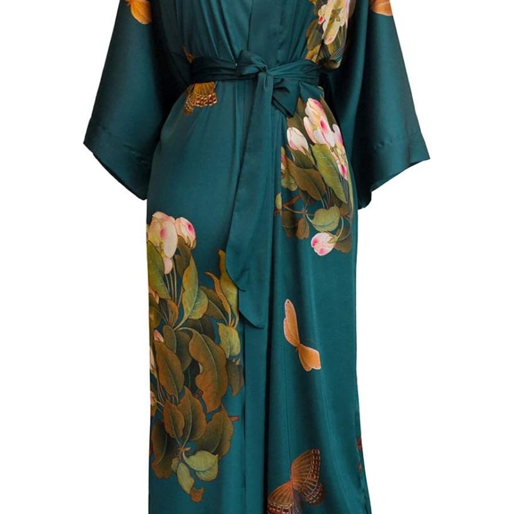 Elegant Floral Green Robe
